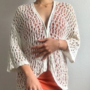 Velvet by graham and spencer crochet fishnet cardigan